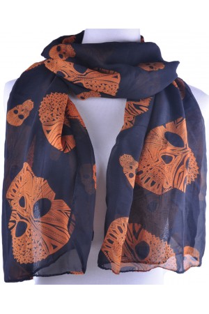 Black base orange skull scarf